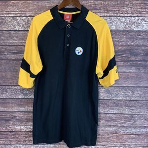 Men's NFL Pittsburgh Steelers‎ Black & Yellow Short Sleeve Polo Shirt Large